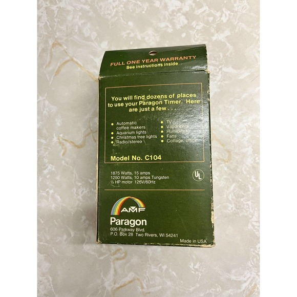 Vintage AMF Paragon Home Electric Timer 2 In Original Box Command 2 C104 - Picture 2 of 4